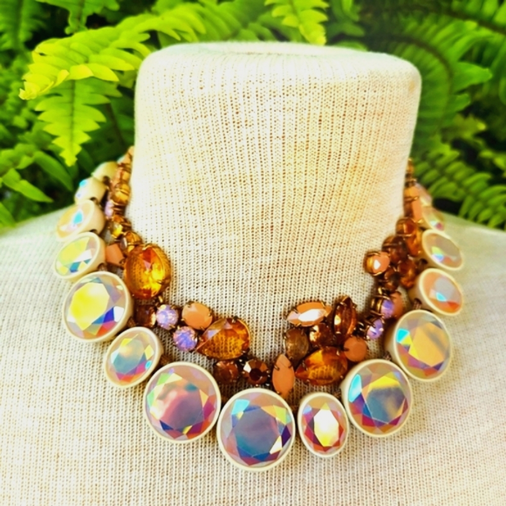 J. Crew Peachy-Pinky-Gold Crystal Necklace